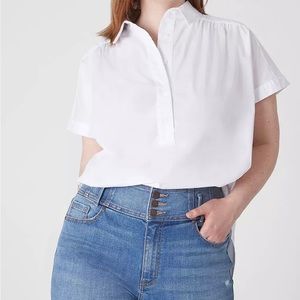 CLASSIC White ✨🤍 LANE BRYANT Short-Sleeve Collared Popover Blouse